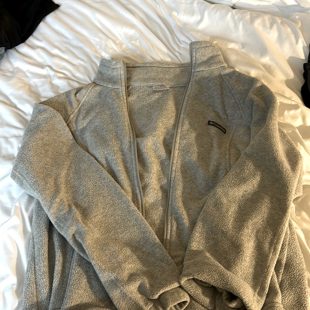 grey columbia zip up